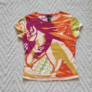 Y2K Hayes Euro Bikini Lady Cocktails Graphic Top